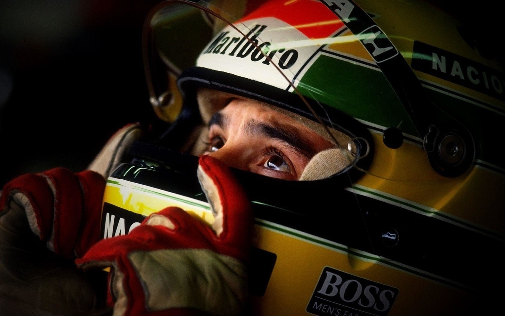 Ayrton Senna in the race car